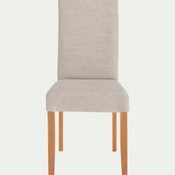 Chaise en tissu et piètement hêtre massif - beige
