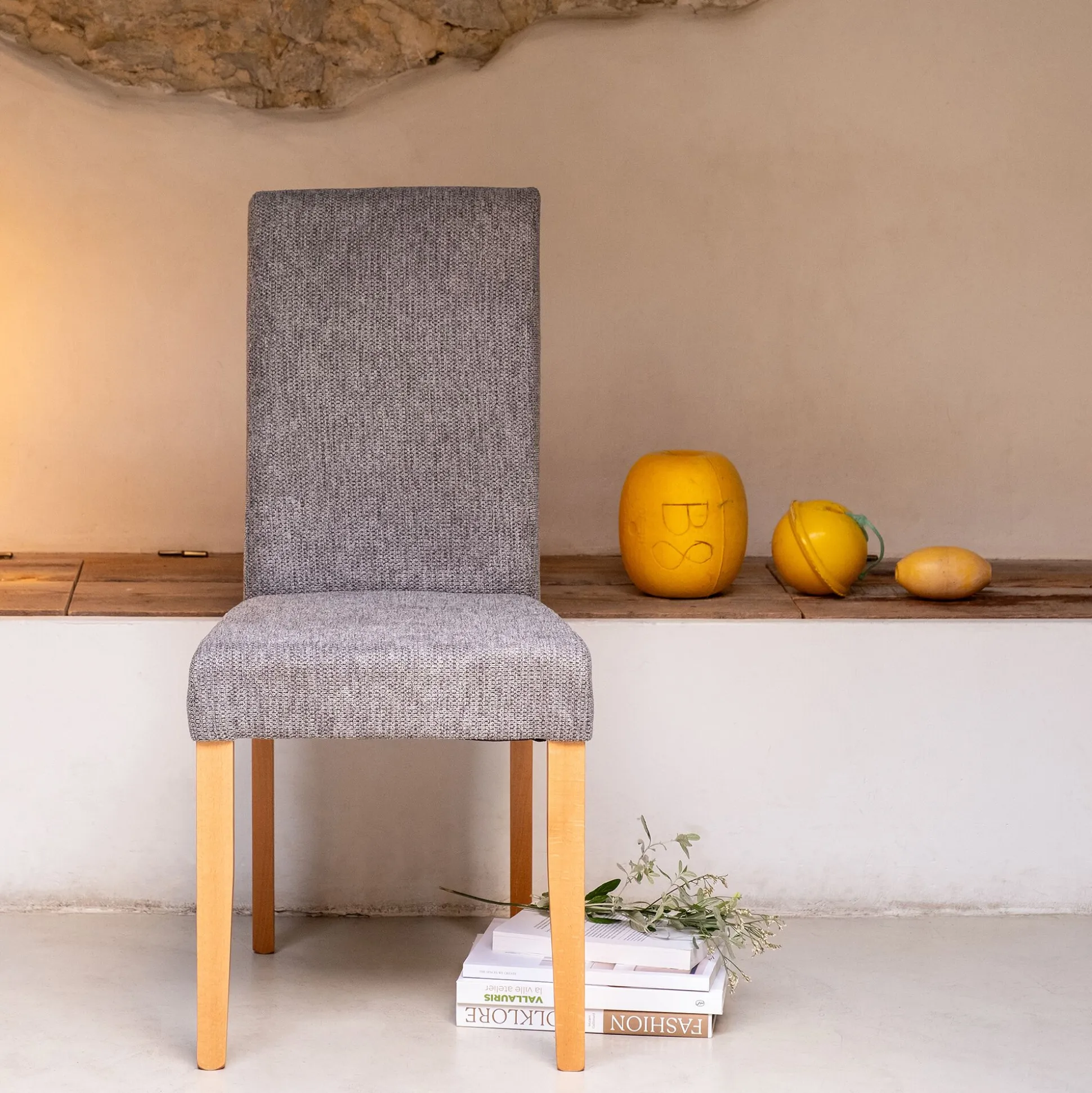 Chaise en tissu sans accoudoirs - gris