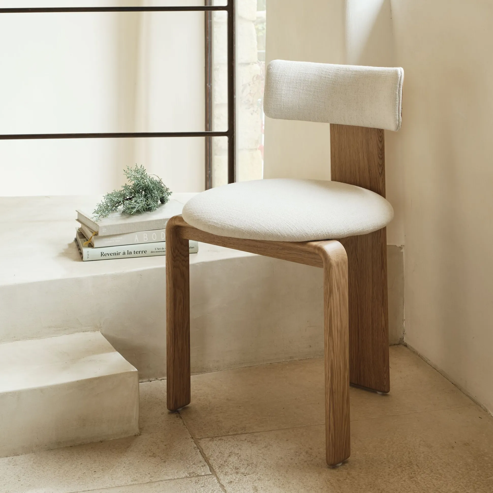 Chaise en tissu sans accoudoirs - beige