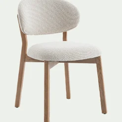 Chaise en tissus et bois de chêne clair sans accoudoirs - beige