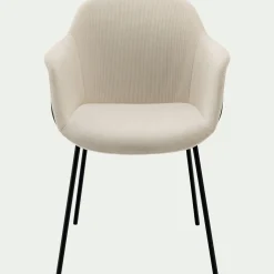 Chaise en velours côtelé avec accoudoirs - blanc ventoux
