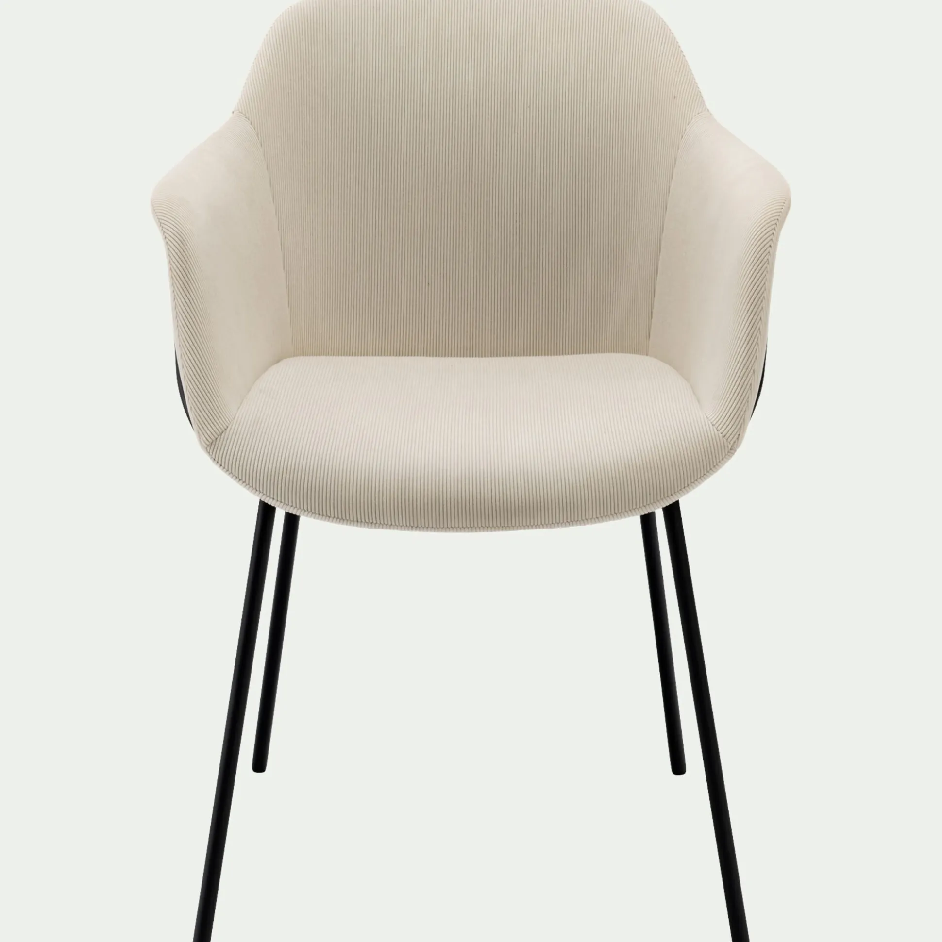 Chaise en velours côtelé avec accoudoirs - blanc ventoux
