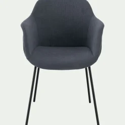 Chaise en velours côtelé avec accoudoirs - bleu autan