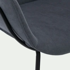 Chaise en velours côtelé avec accoudoirs - bleu autan