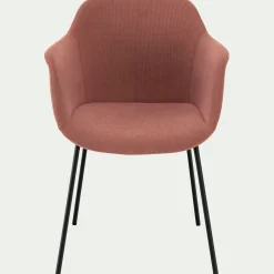 Chaise en velours côtelé avec accoudoirs - rose