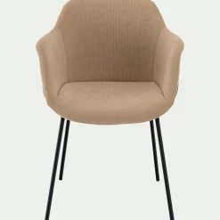 Chaise en velours côtelé avec accoudoirs - beige