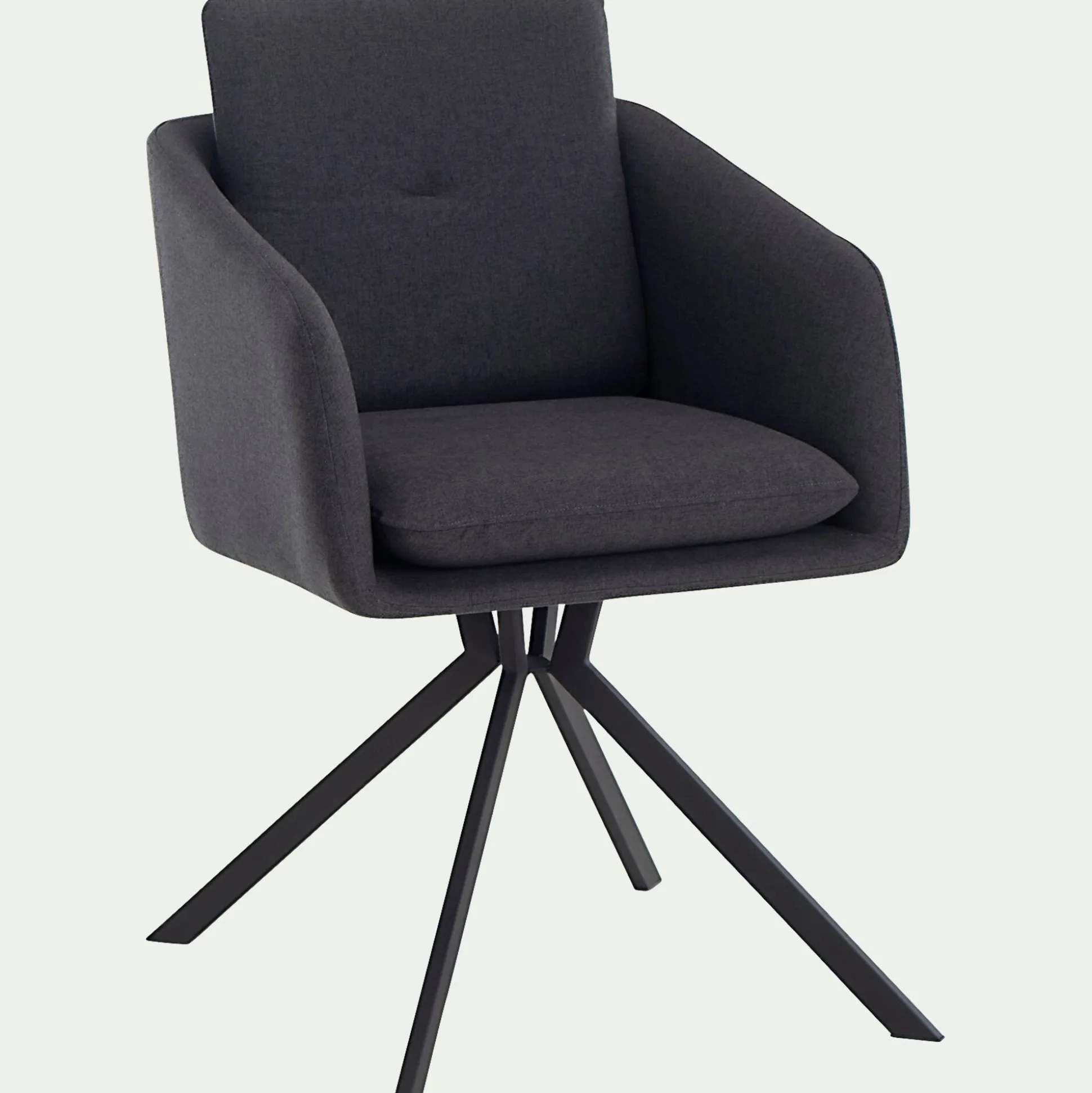 Chaise pivotante avec accoudoirs en tissu - noir