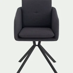 Chaise pivotante avec accoudoirs en tissu - noir