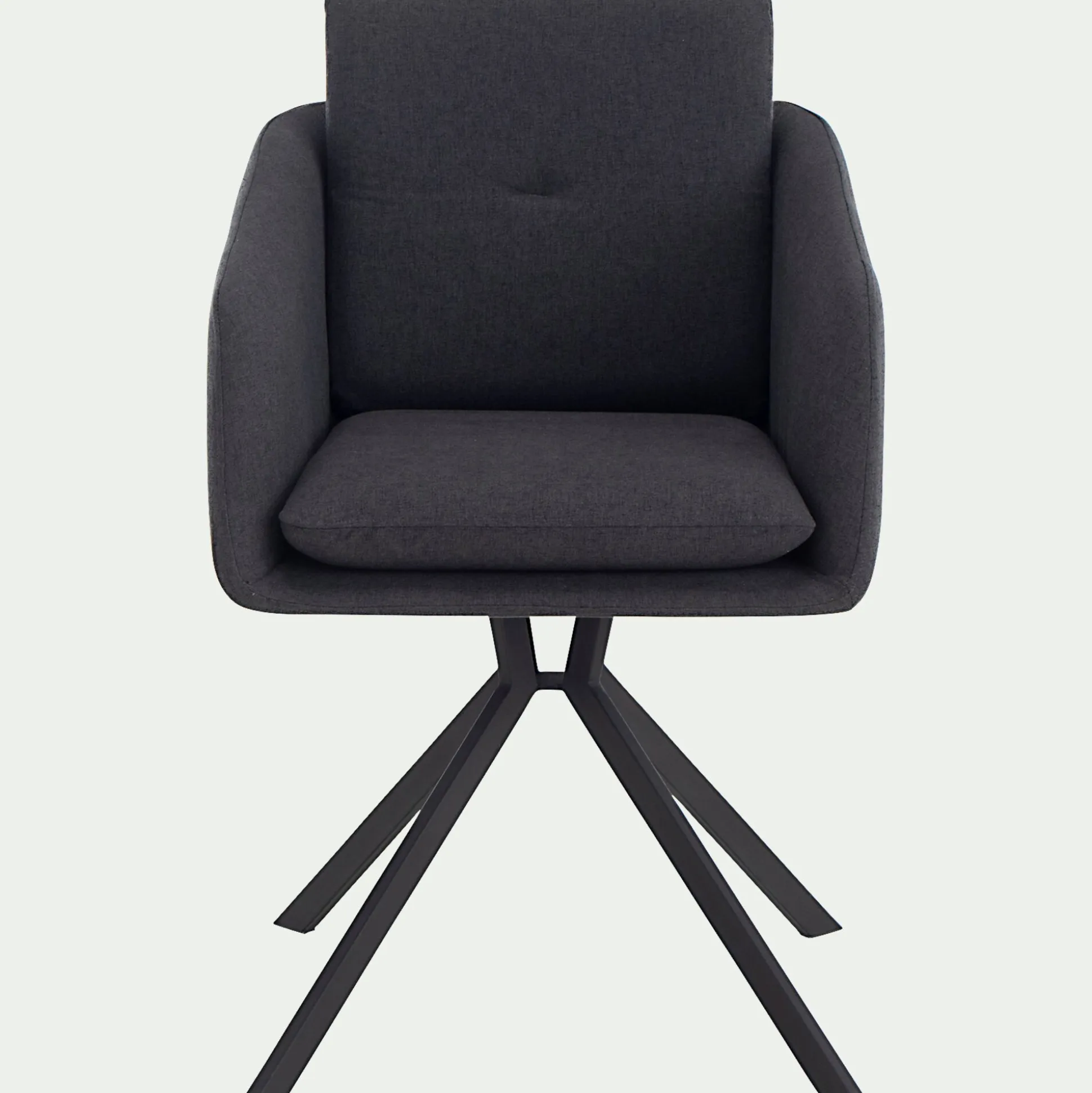 Chaise pivotante avec accoudoirs en tissu - noir