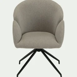 Chaise pivotante avec accoudoirs en tissu et piétement en fer - gris