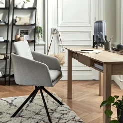 Chaise pivotante avec accoudoirs en tissu - gris borie