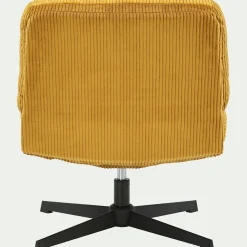 Chaise pivotante en velours côtelé et piétement en fer - jaune argan