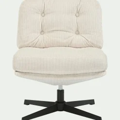 Chaise pivotante en velours côtelé et piétement en fer - beige