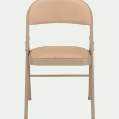 Chaise pliante en métal et tissu - beige