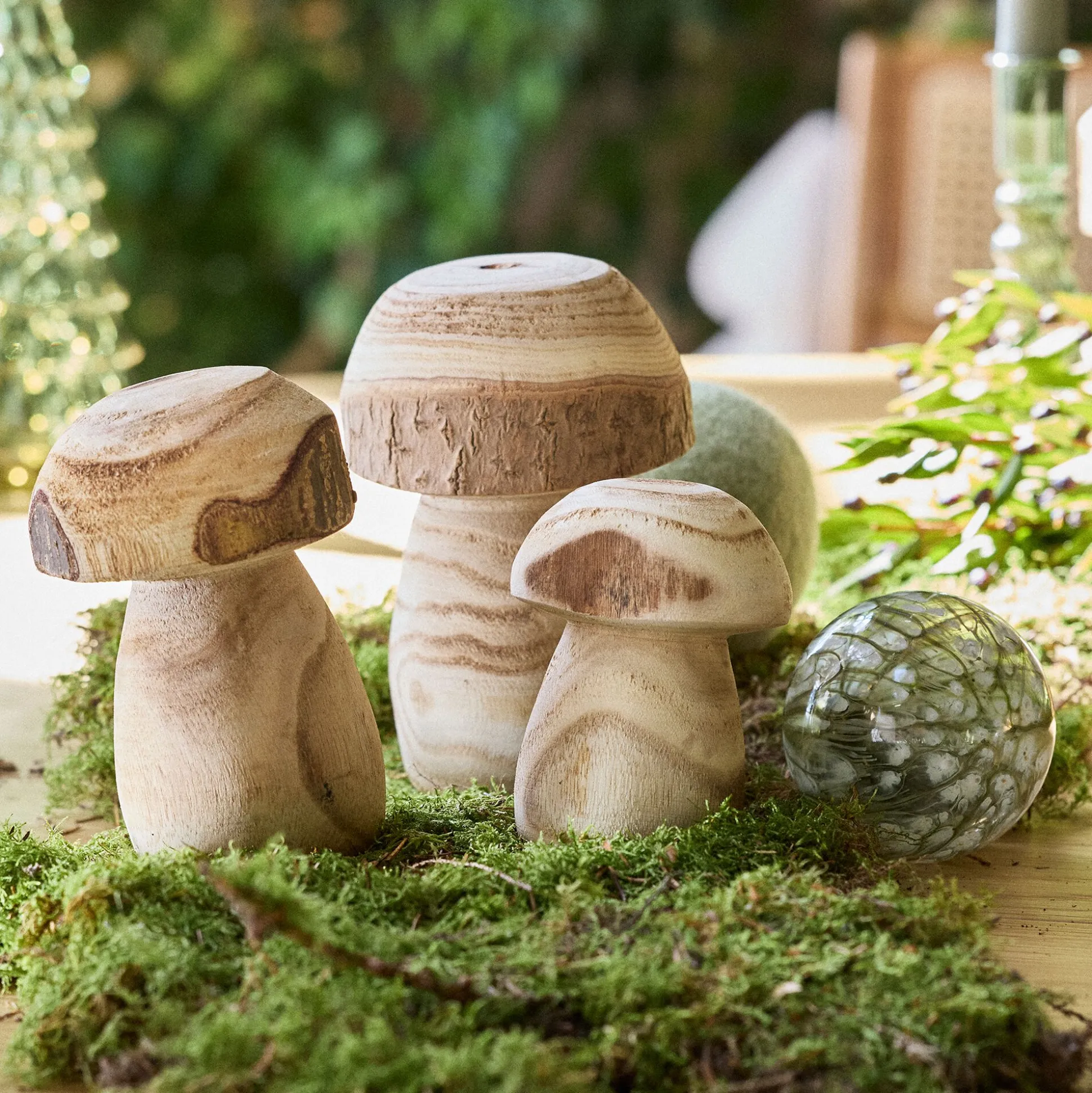 Champignon décoratif à poser en bois de paulownia H10cm - bois clair