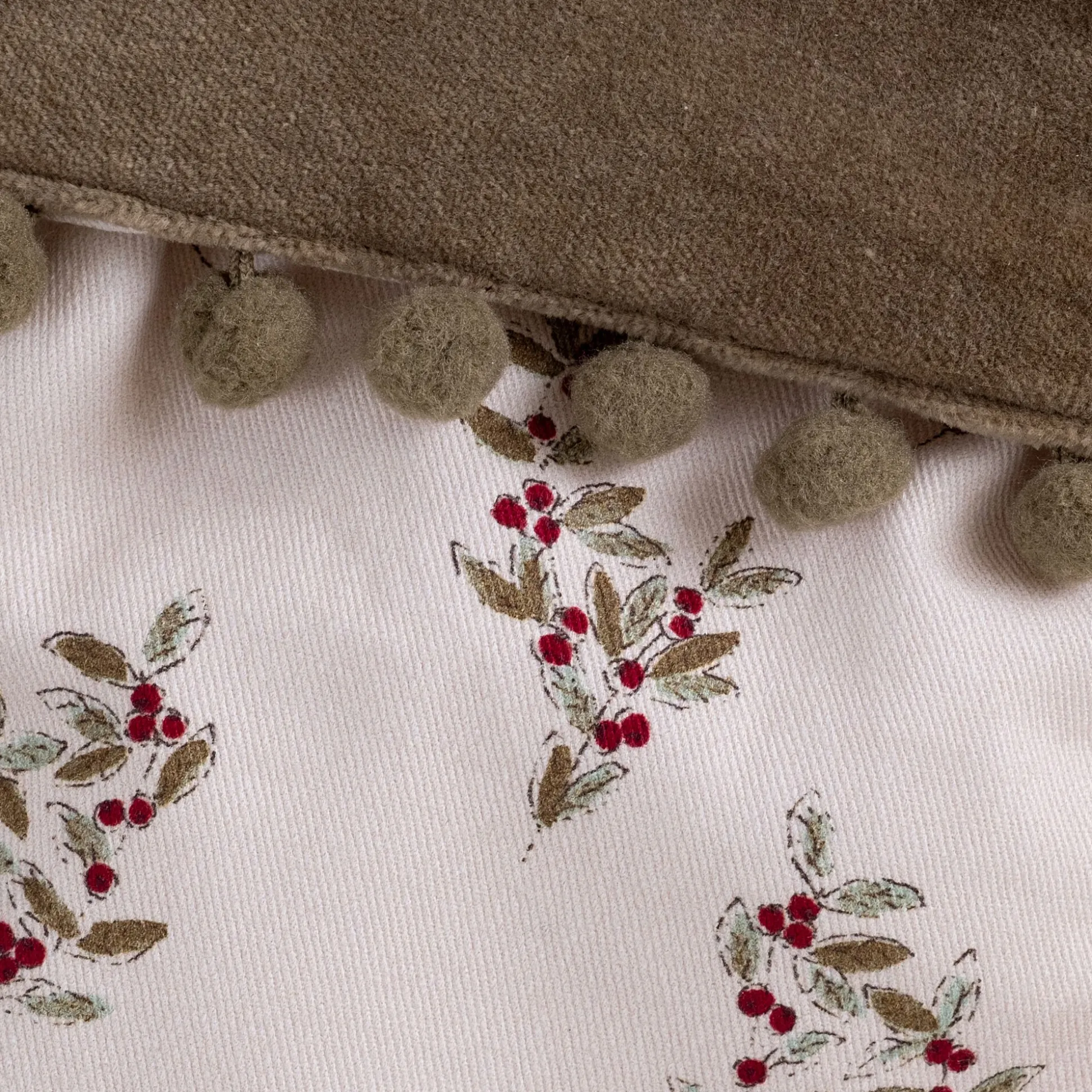 Chaussette déco de Noël motif floral - vert