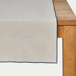 Chemin de table en coton finition point de bourdon 50x150cm - beige