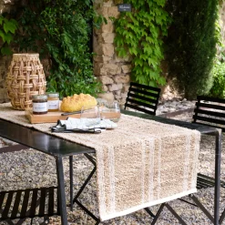 Chemin de table en paille et coton - naturel 50x150cm