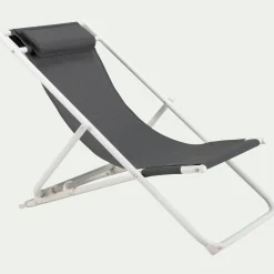 Chilienne en acier et toile enduite 3 positions - gris ardoise