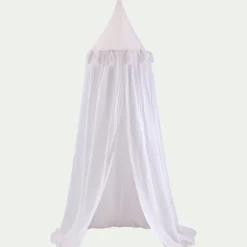 Ciel de lit en gaze de coton H220cm - blanc