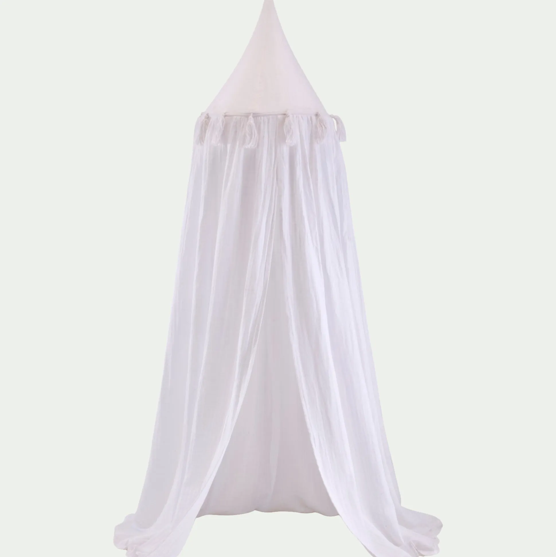 Ciel de lit en gaze de coton H220cm - blanc