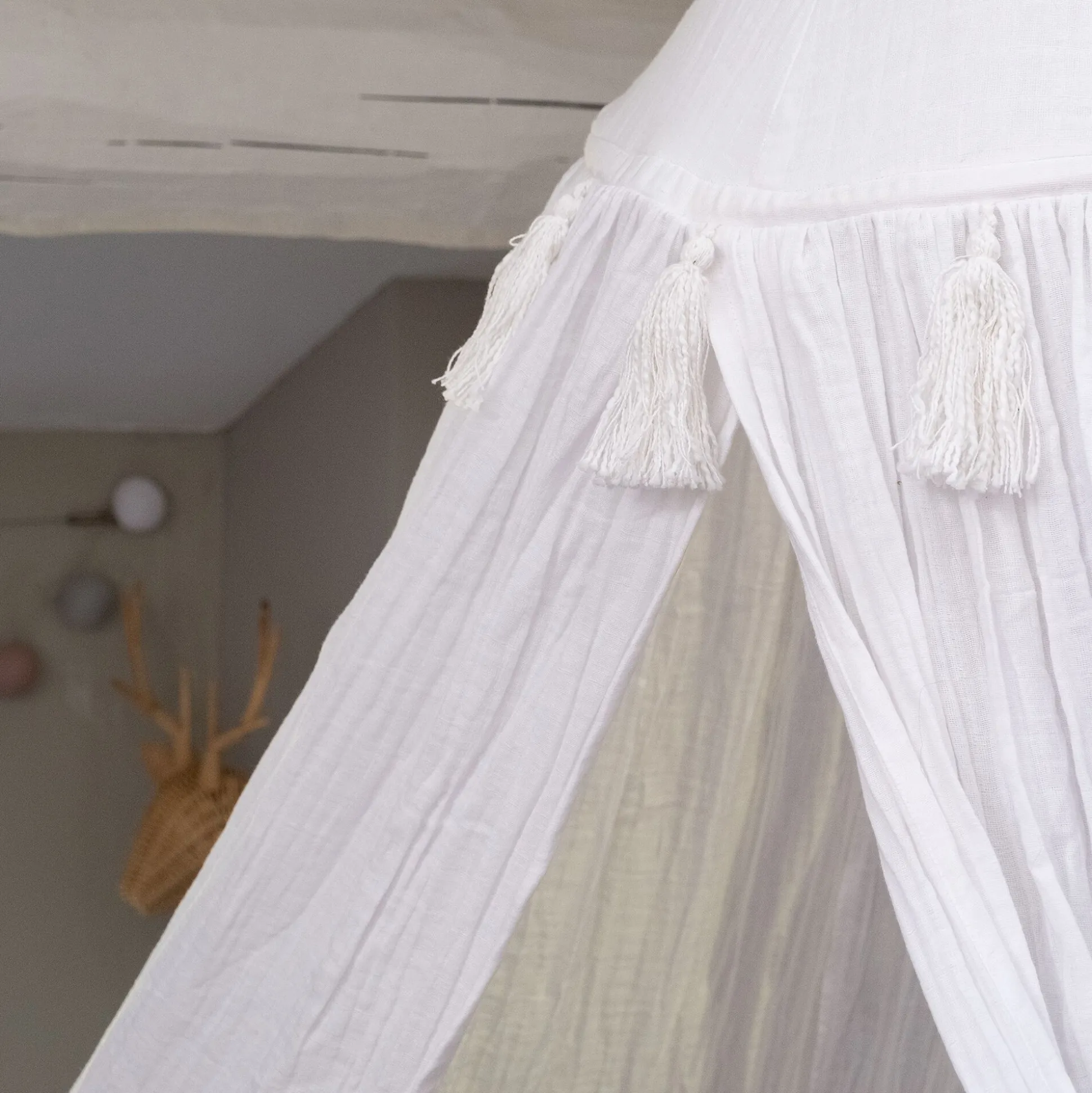 Ciel de lit en gaze de coton H220cm - blanc