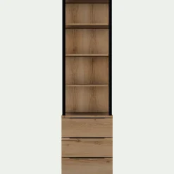 Colonne de rangement 3 tiroirs en bois H210cm - bois clair