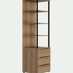 Colonne de rangement 3 tiroirs en bois H210cm - bois clair