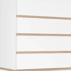 Commode module 4 tiroirs en bois effet chêne H94XL94cm - blanc