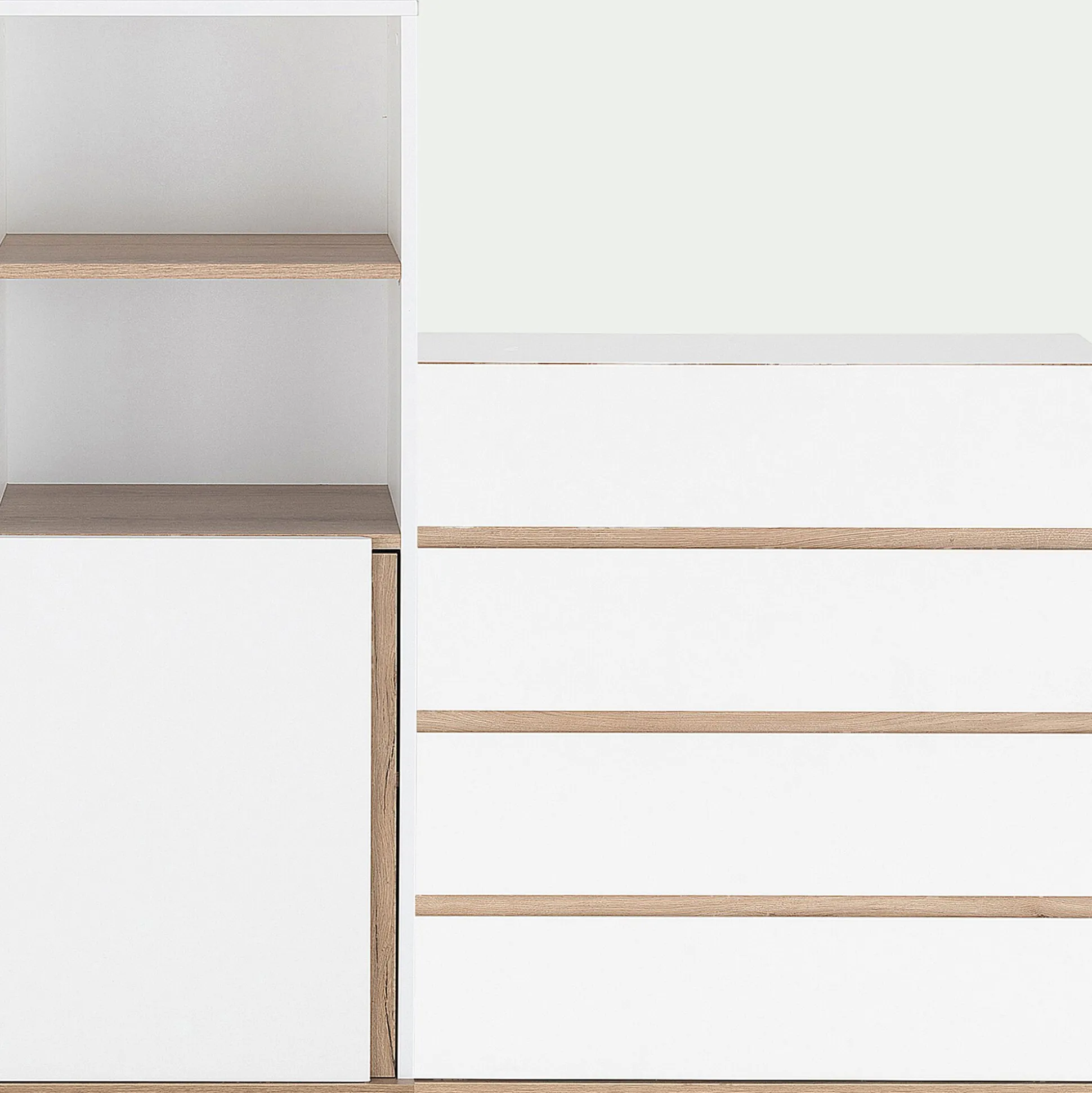 Commode module 4 tiroirs en bois effet chêne H94XL94cm - blanc