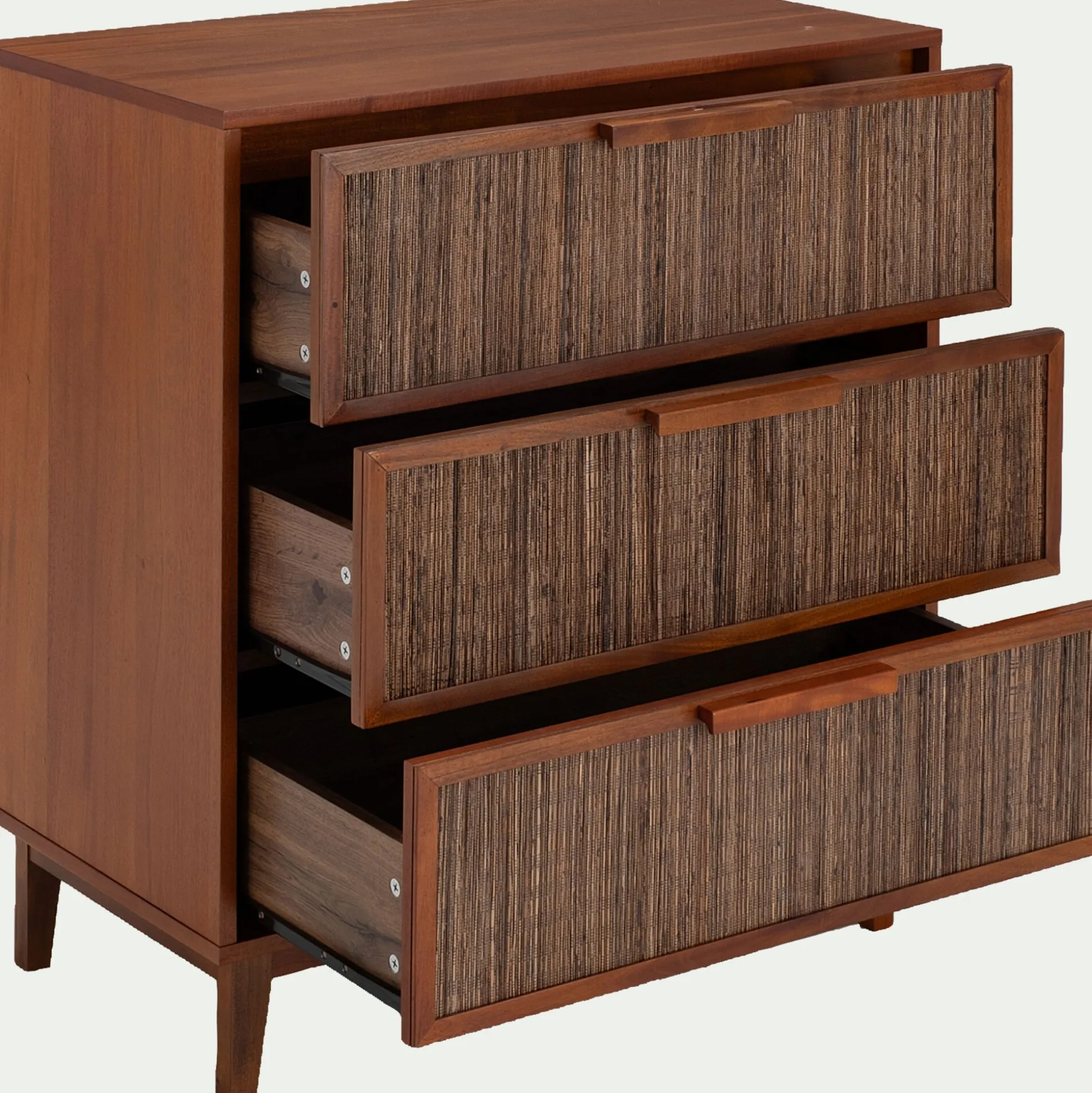 Commode 3 tiroirs en acajou L80cm - bois foncé