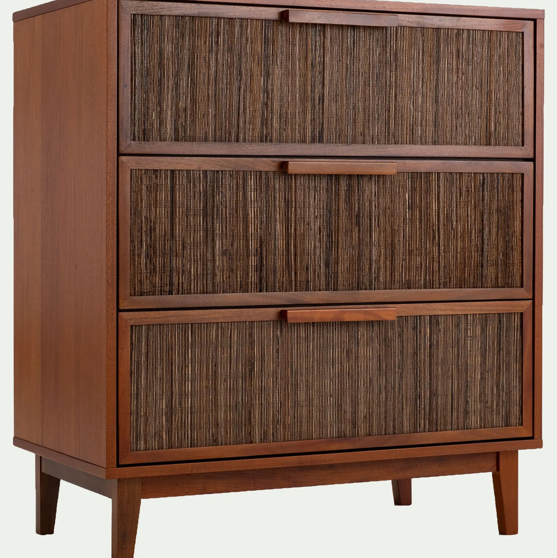 Commode 3 tiroirs en acajou L80cm - bois foncé