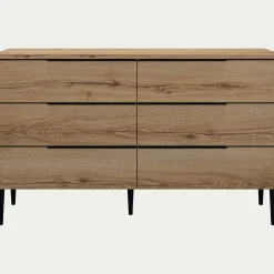 Commode 6 tiroirs en bois - bois clair
