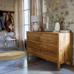 Commode 6 tiroirs en chêne L150cm - bois clair
