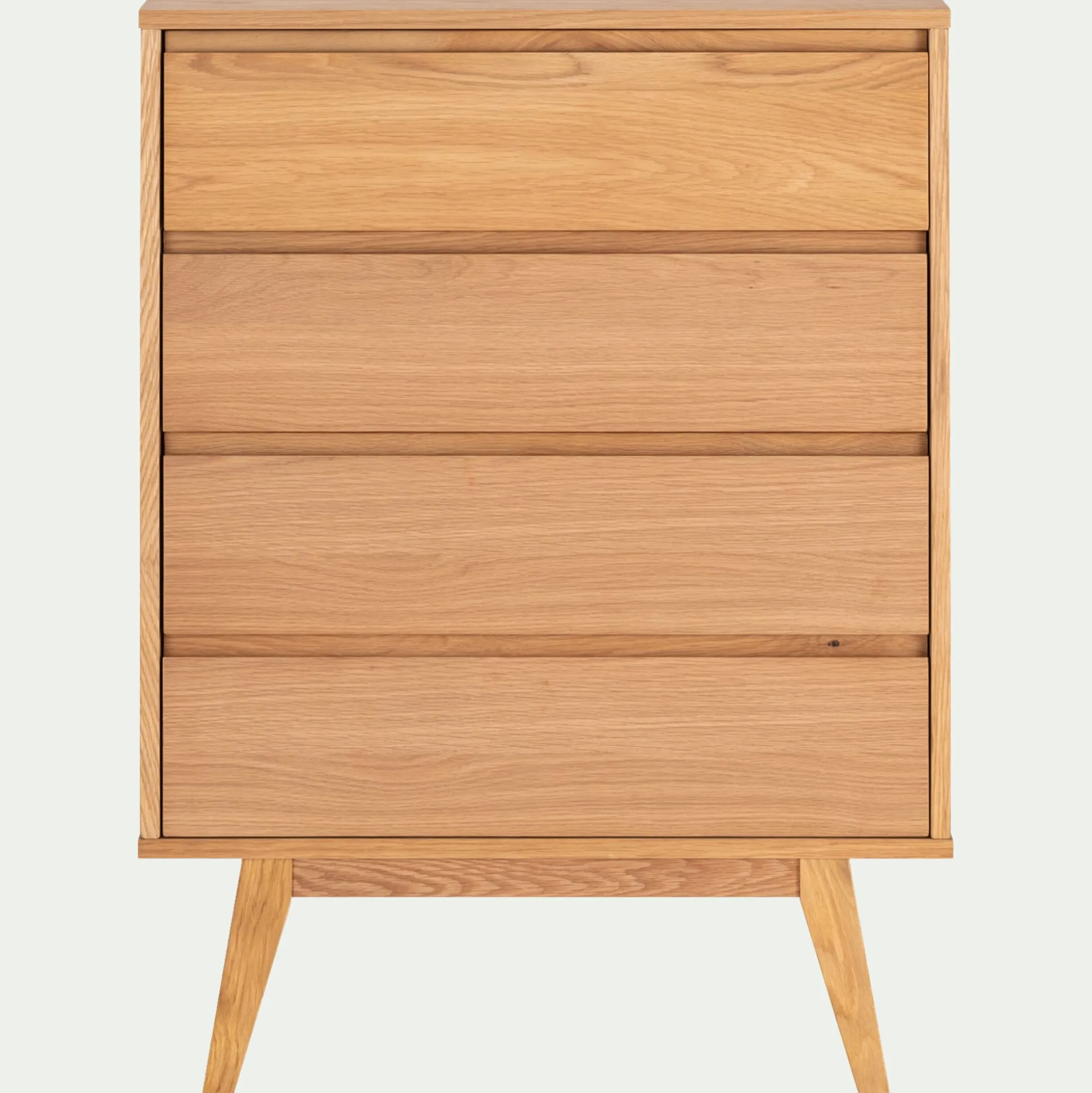 Commode 4 tiroirs en plaqué chêne - bois clair