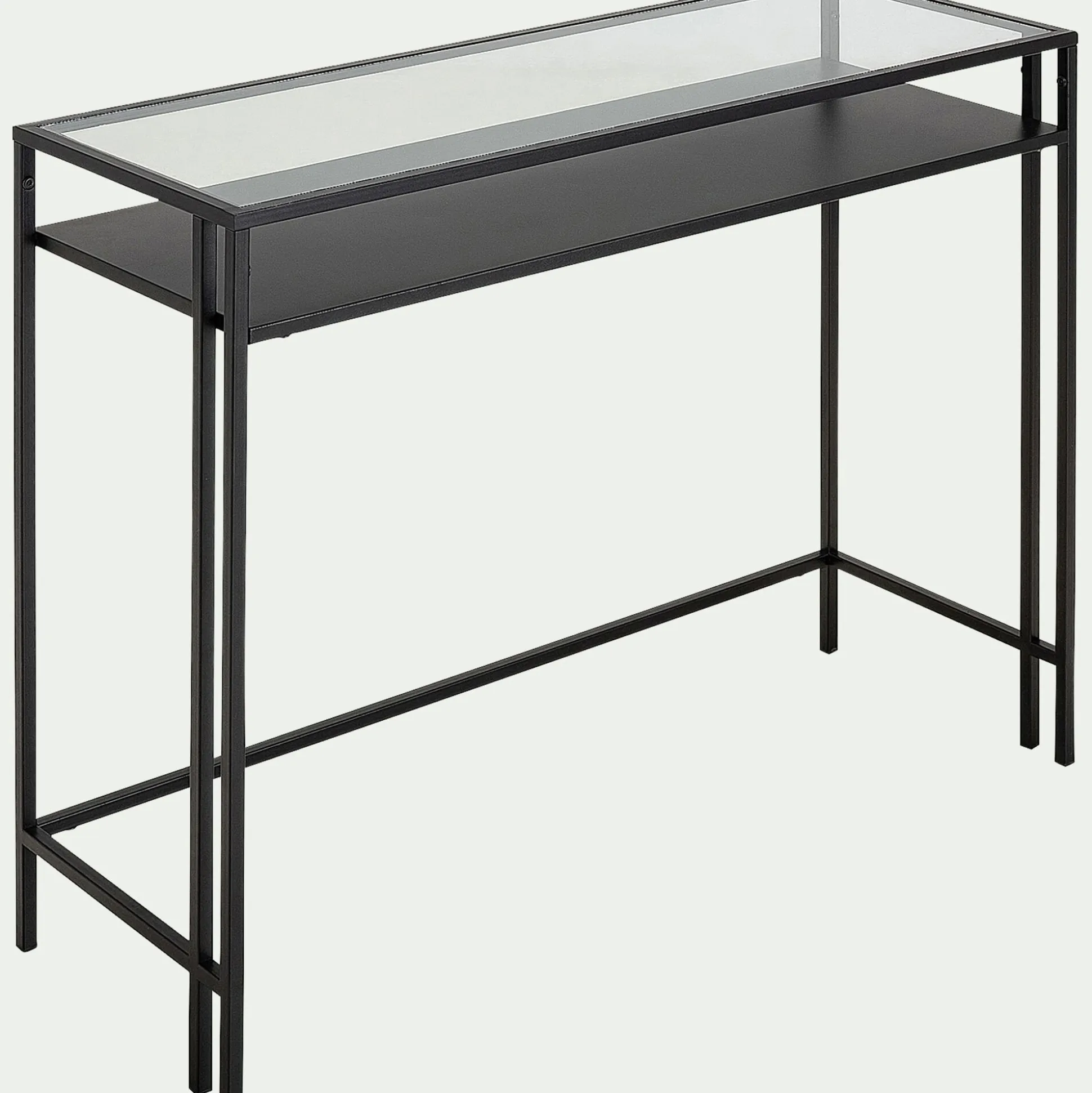 Console en verre et acier - noir L100xP35xH78cm