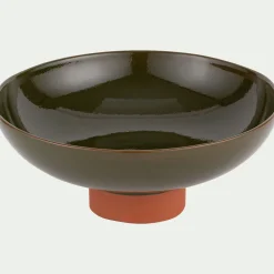 Coupe décorative bicolore en terre cuite H15,5cm - vert