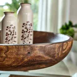 Coupe décorative en bois de paulownia D45cm - bois foncé
