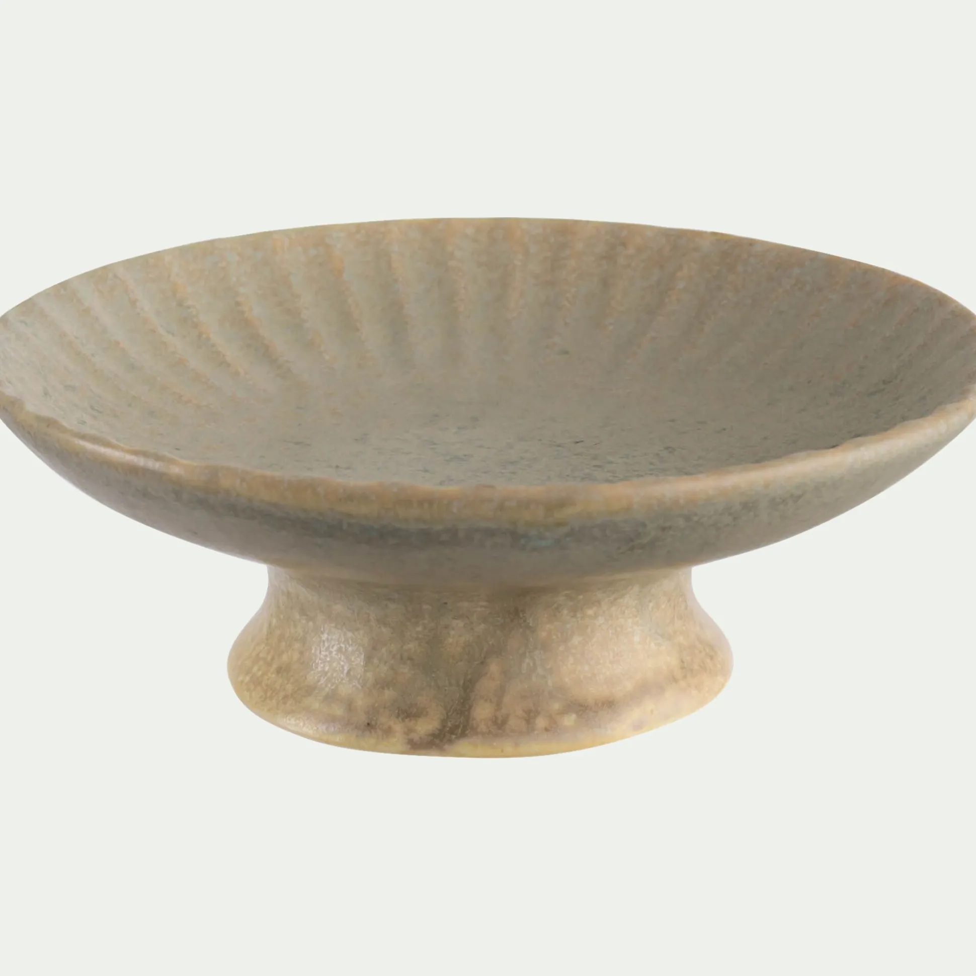Coupe décorative sur pied en céramique D21cm - beige