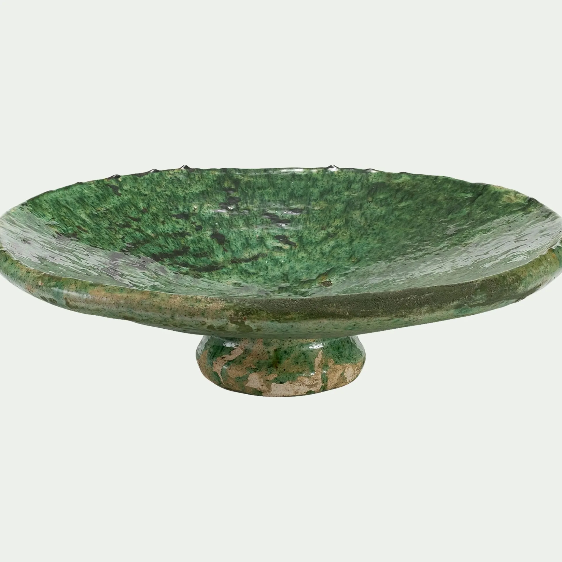 Coupe décorative sur pied en terre cuite D40cm - vert tamegroute