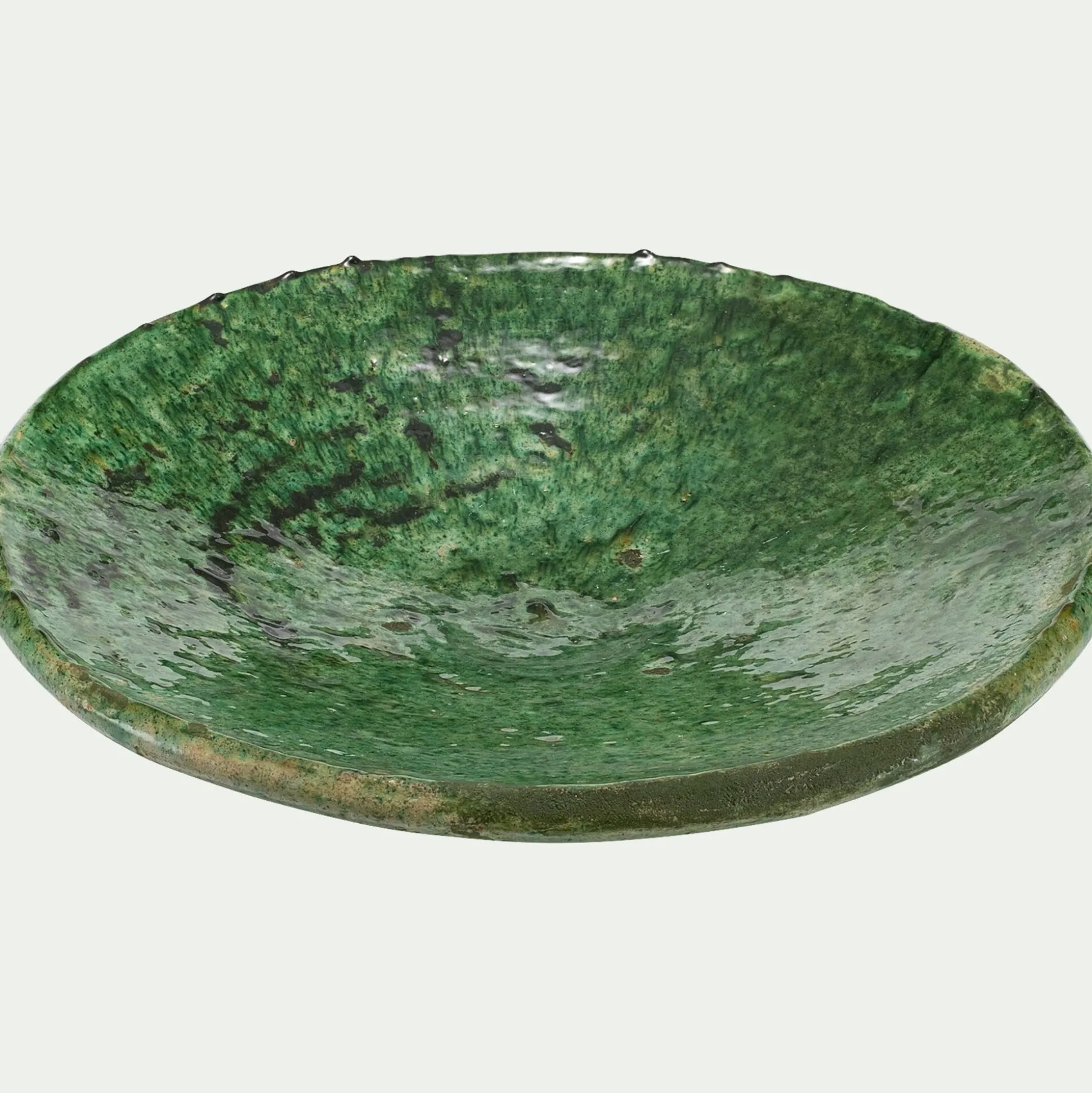 Coupe décorative sur pied en terre cuite D40cm - vert tamegroute