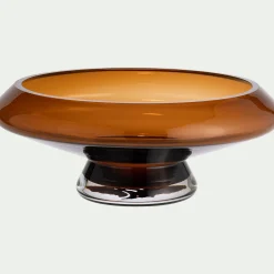 Coupe décorative sur pied en verre D26cm - brun rustrel