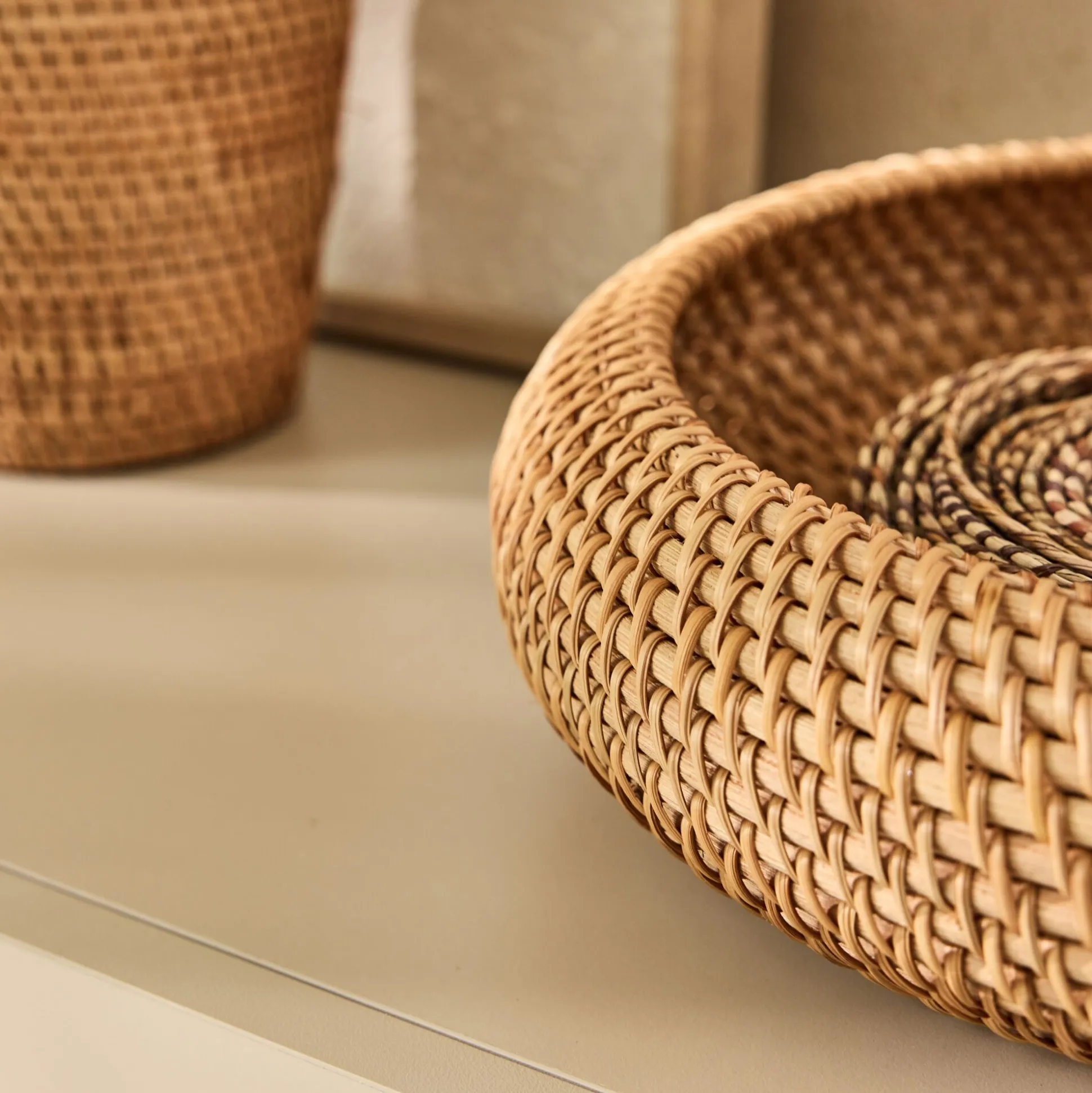Coupe déco ronde en rotin D35cm - naturel