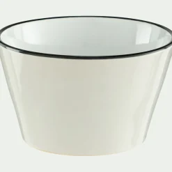Coupelle en grès avec liseré noir D13cm - blanc