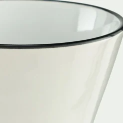 Coupelle en grès avec liseré noir D13cm - blanc
