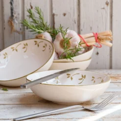 Coupelle motif floral en faïence D16cm - blanc
