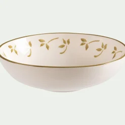 Coupelle motif floral en faïence D16cm - blanc