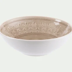 Coupelle à motifs en grès D17,2cm - beige alpilles