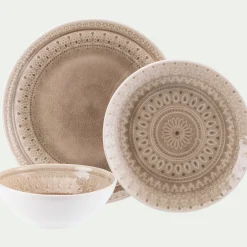 Coupelle à motifs en grès D17,2cm - beige alpilles