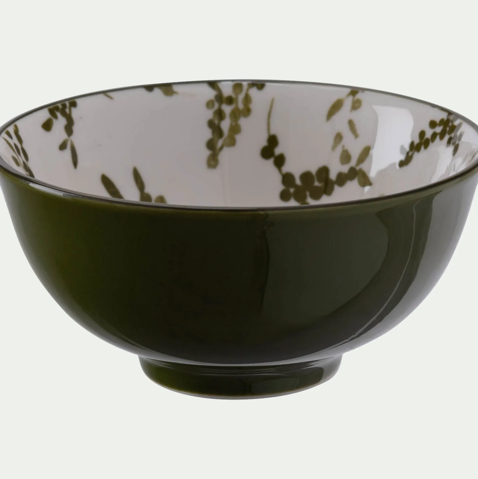 Coupelle motif végétal en porcelaine D11,7cm - vert